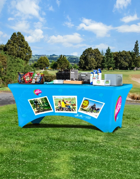custom printed promotional stretch table covers