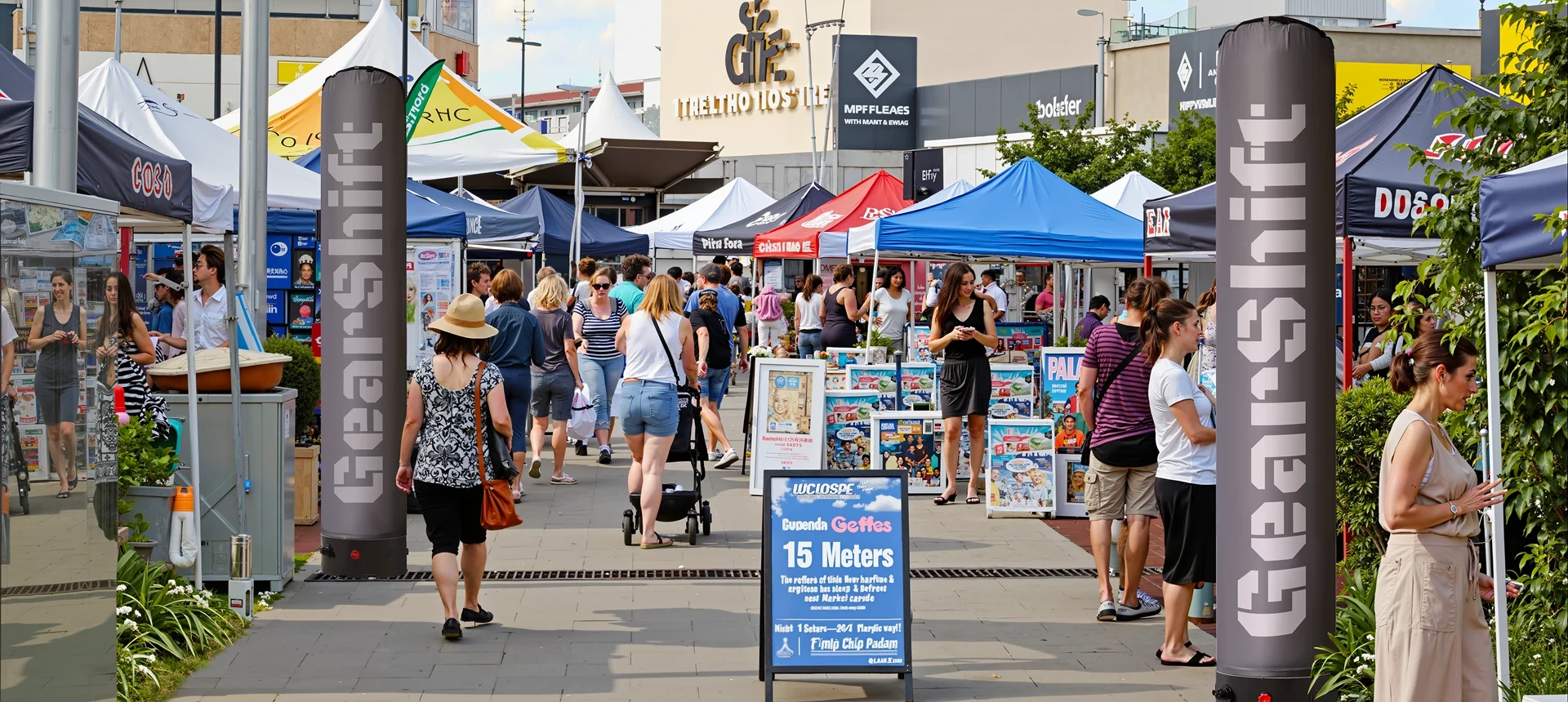 Custom inflatable columns at the market
